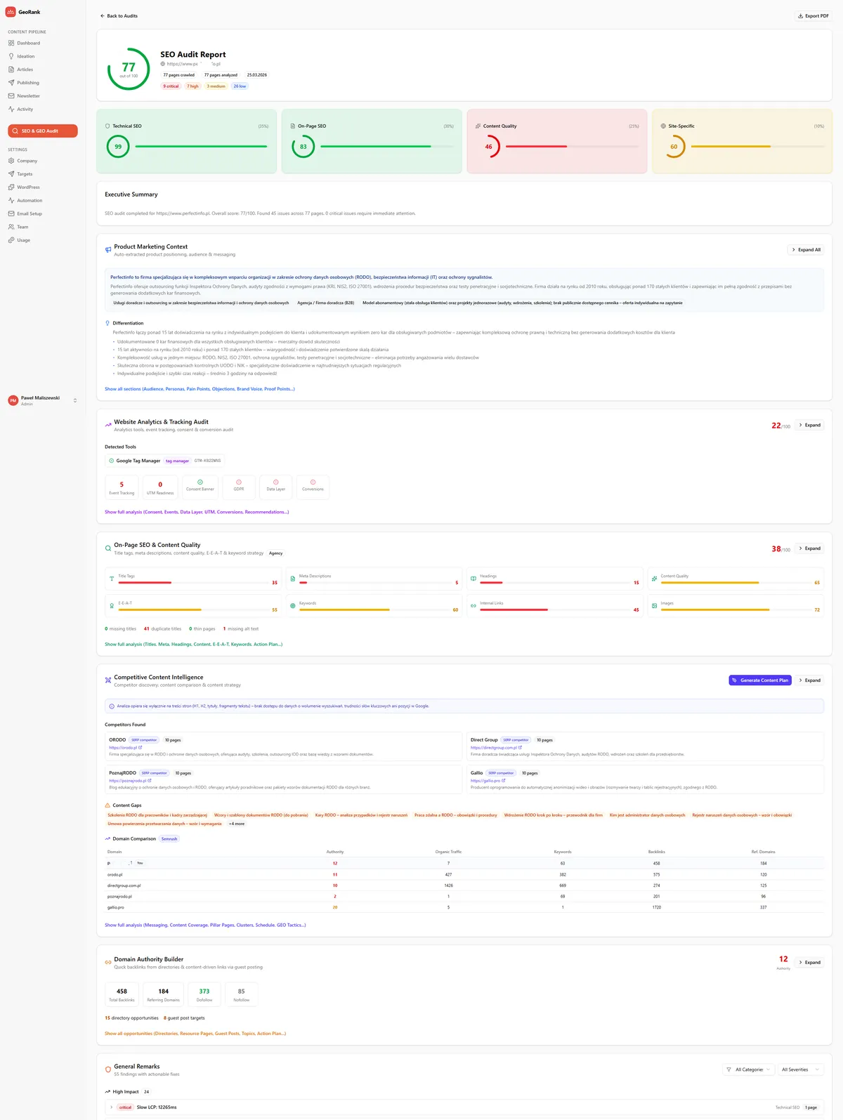 GeoRank Audit Report Preview